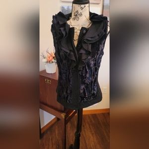 ALFANI || Penny Fur Vest with Layered Ruffle Collar - Women's  Size S